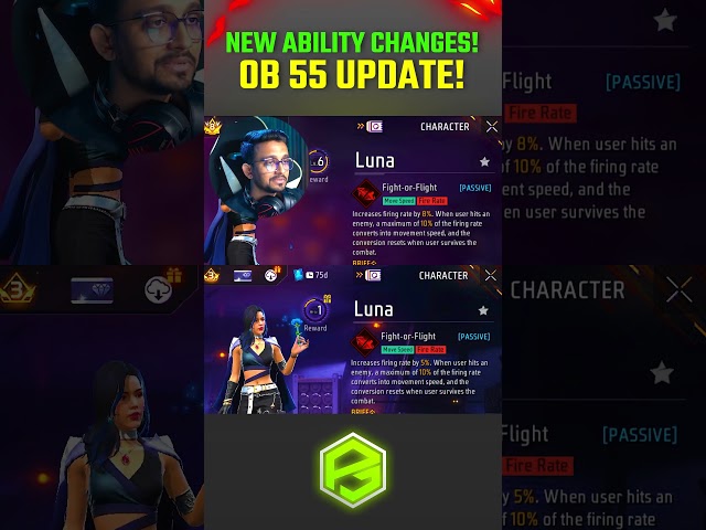 New Secret Character Ability Changes in OB55 in Garena Freefire🔥l #shorts #freefire | PRI GAMING
