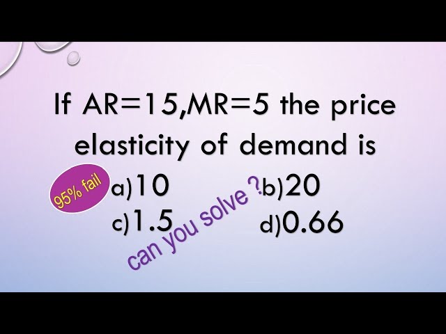 AR=15 MR=5 find price elasticity of demand hindi ||mcq|| math economics|| Ssangram Economics Future
