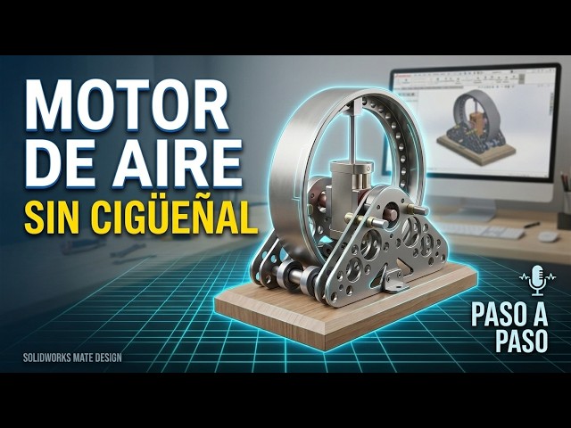 Cómo Diseñar un Motor de Aire SIN Cigüeñal en SOLIDWORKS | Paso a Paso