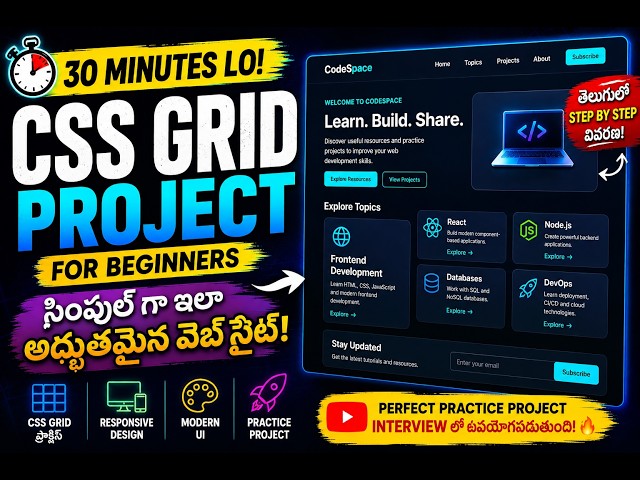 CSS Grid Project in 30 Minutes 🔥 | Build a Responsive Website | CSS Grid Tutorial