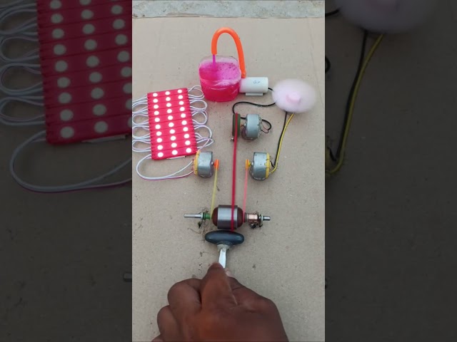 DIY Magnetic Attraction🧲→ Motor Armature⚡ → 2Generators30 Red LEDs💡+ Water 💧Pump#trending#viral#reel