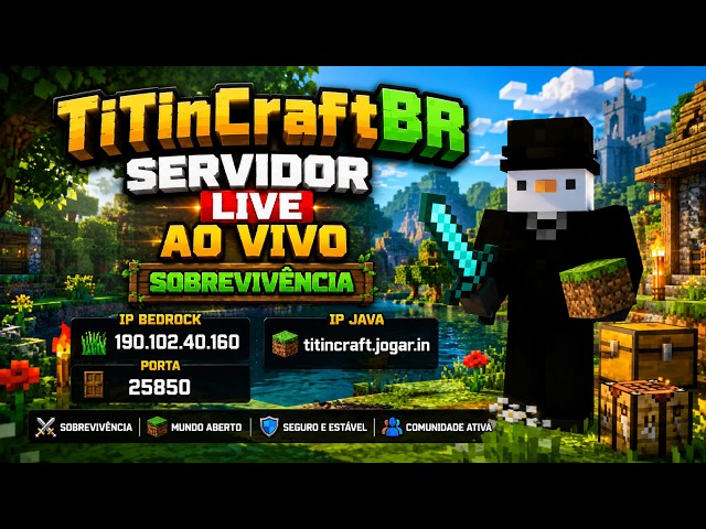 Jogando Minecraft AO VIVO Live com Inscritos 🟢 #shorts #minecraft #titincraft