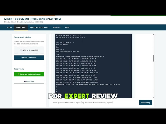 MineX | AI-Powered Coal Intelligence & Evidence-Based Reporting Platform | SIH 2026 | SIH26023