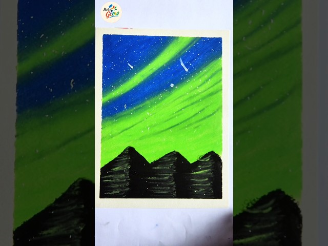 Magical Northern Lights Drawing ✨ Easy Aurora Borealis Painting Tutorial#shorts
