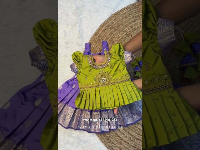 Beautiful Temple Design Aari pattu pavadai😍🥰😊. Whatsapp 6374961982 to order✅