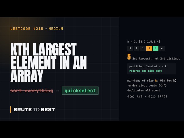 LeetCode #215: Kth Largest Element — Quickselect Without Sorting
