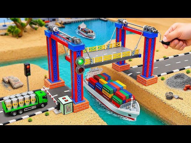 DIY Mini Tractor Builds an Automatic Lift Bridge for Large Container Ships