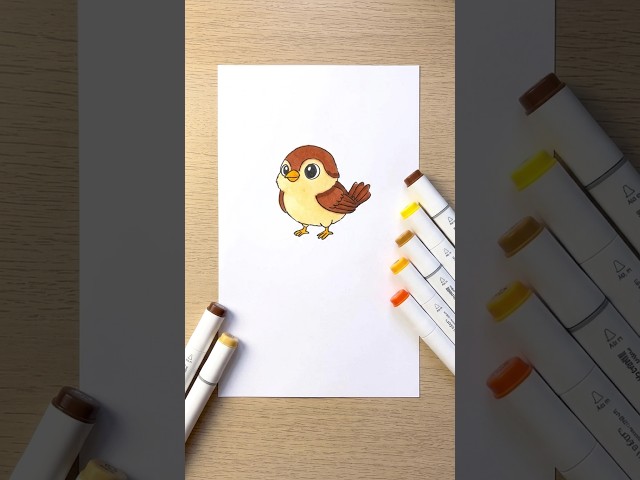🐦 🎨 Little Sparrow Drawing 🌿 Adorable Bird Tutorial 🪶💛 #shorts #drawing #RavlykArt