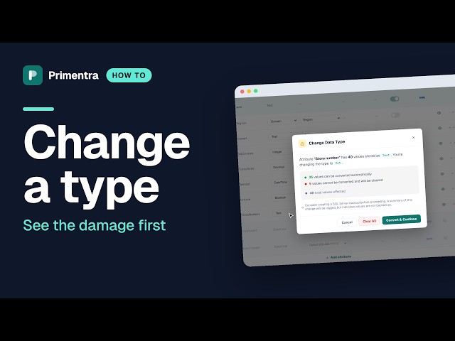 Attributes and data types in Primentra — and how to change a type safely