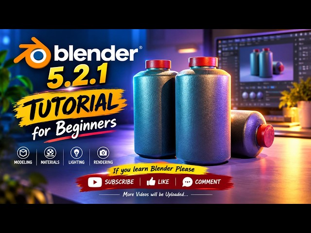 Blender 5.2.1 Tutorial for Beginners 🔥 | Create Your First 3D Model Step by Step!📽️001