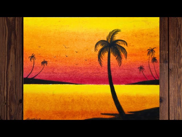 how to draw a sunset/Silhouette drawing/Sunset Silhouette drawing/সূর্যাস্তের দৃশ্য আঁকা ও রং করা