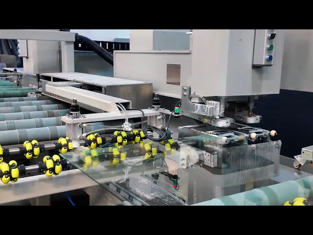 Online glass drilling machine for shower glass with glass washer and unloader