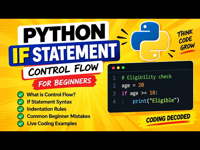 Python if Statement Explained | Control Flow, Syntax & Examples for Beginners 🐍