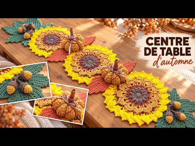 Centre de table d’automne au crochet 🌻🍂  Tournesols et citrouilles@crochetmaniak