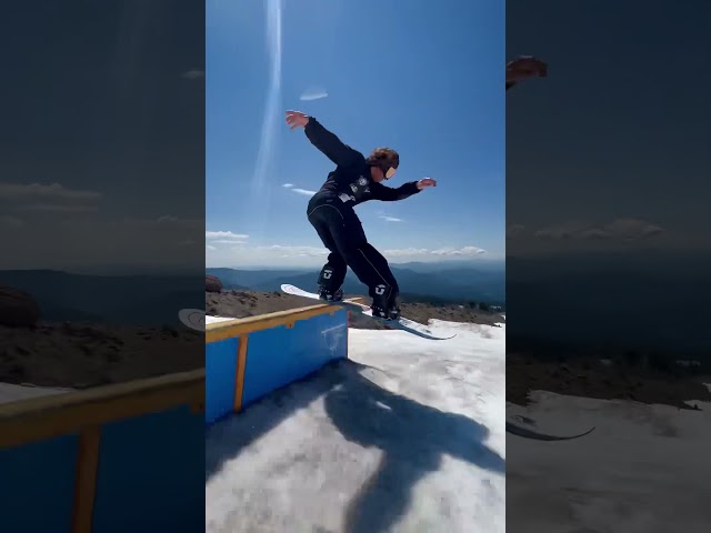 Miles Fallon first run of the day through Mount Hood’s summer public park! #snowboarding