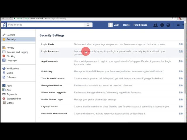 Enabling Two Factor Authentication in Facebook