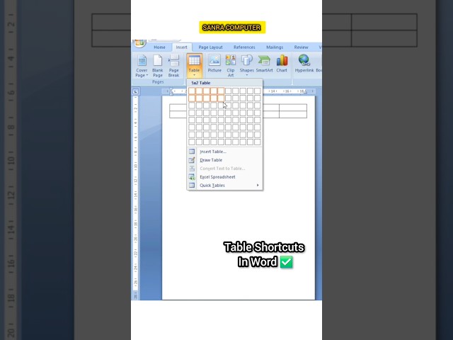 Create a table in MS Word ✅️#msword #shorts
