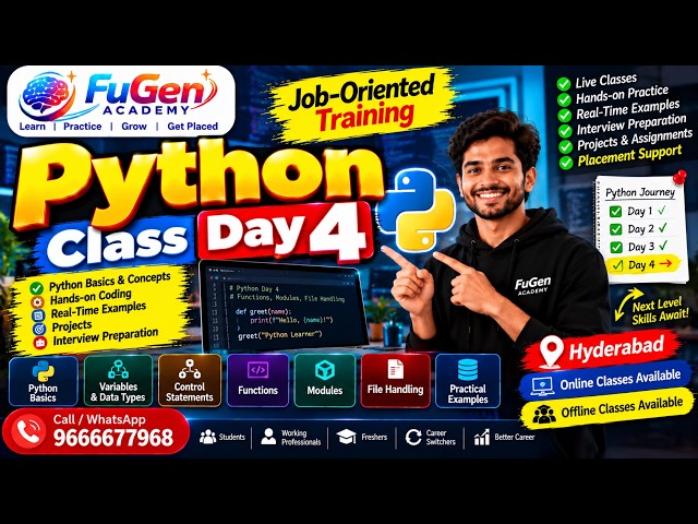 Python Class Day 4 | Job Oriented Training | Online & Offline Classes | Fugen Academy | 9666677968