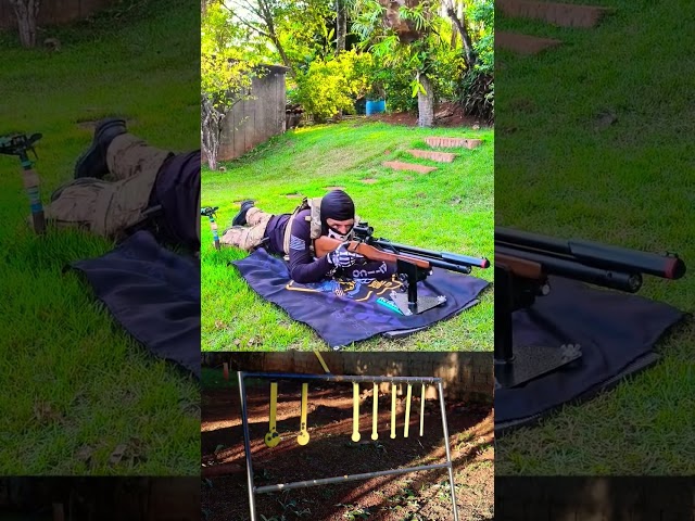 TREINANDO A MIRA / CARABINA PCP T-REX CAL 6.35 💀 #policia #sniper #shorts #oldbob