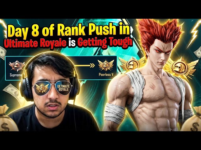 Day 8 of Rank Push in Ultimate Royal is Getting Tough🥷🏼!!!🔥PUBG MOBILE🗿LIVE🔴
