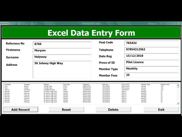 How To Create An Excel Data Entry Form With A UserForm -  Full Tutorial