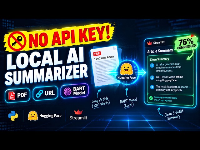 How to Build Local AI Text Summarizer in Python (No API Key) | Transformers & Streamlit
