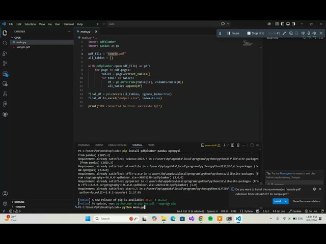 Convert PDF to Excel Using Python in 40 Seconds | Python Automation