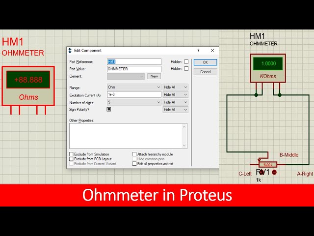 how to use ohmmeter in Proteus tutorial