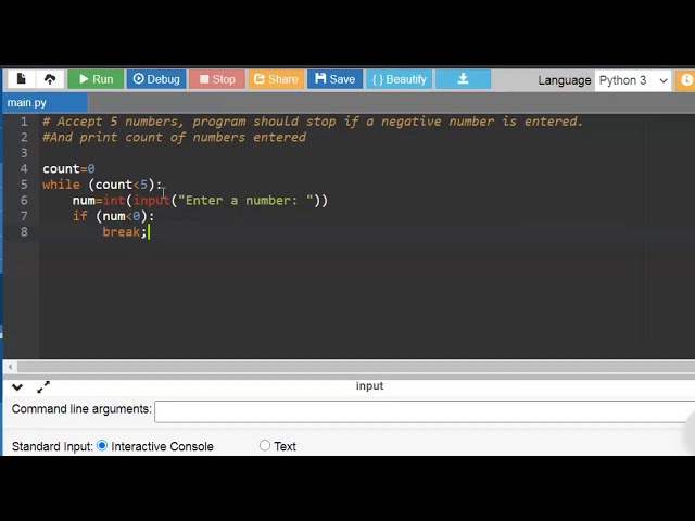 Python program to accept numbers, and print count of positive numbers