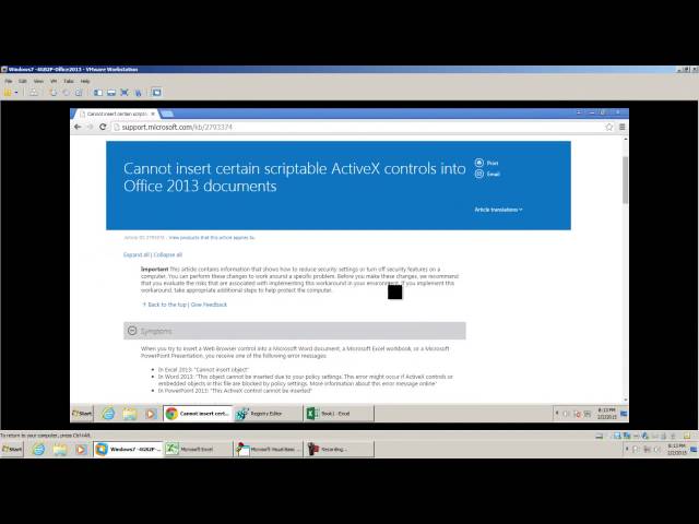 How to Enable VBA Web Browser Control in Excel 2013