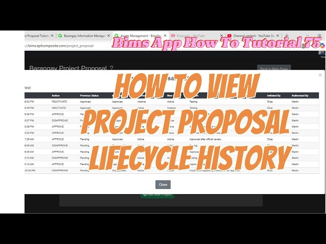 BIMS Tutorial 75 — How to View Project Proposal Lifecycle History