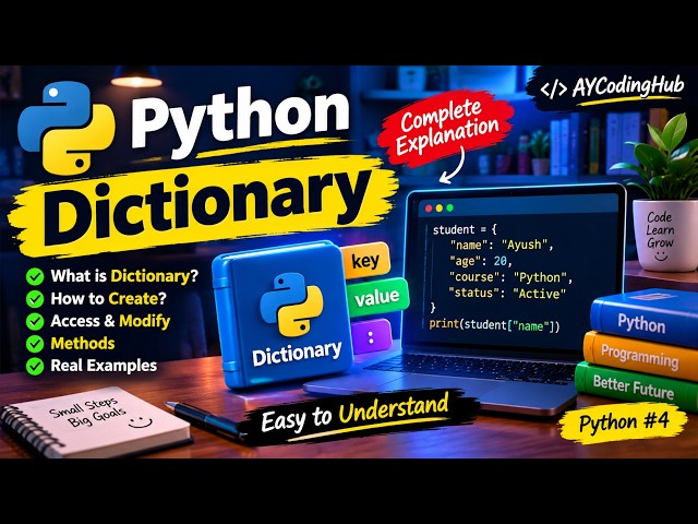 Python Dictionary 🔥 Complete Explanation | Python Dicti.| Beginner to Advanced | @AYCodingHub