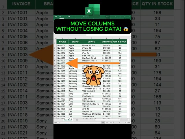 The Safest Way to Move Excel Columns (Don't Lose Data) #shorts