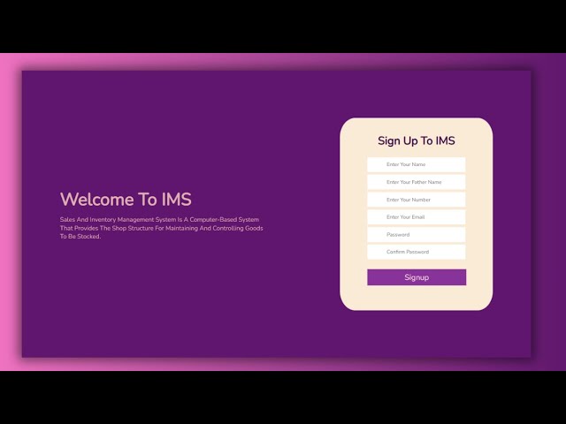 Inventory Management System Login and Signup page