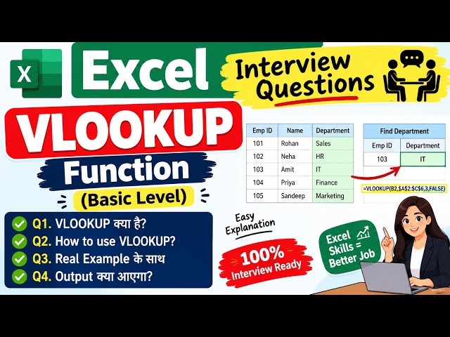 VLOOKUP Practical Interview Questions | Excel VLOOKUP Basic to Advanced | Real Interview Questions