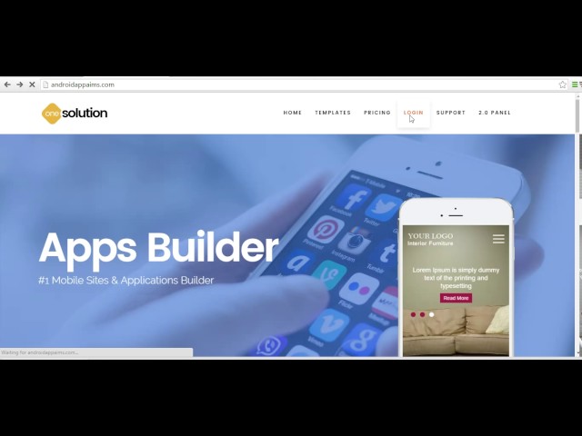 Registering with Software to create apps without programming knowledge