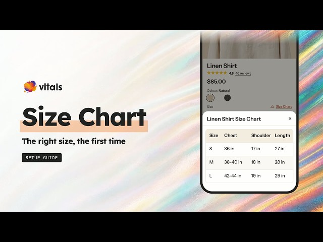 Fewer Returns From Wrong Sizes: Add a Size Chart | Vitals Size Chart