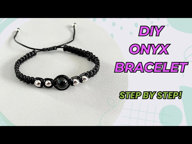 DIY Macrame Bracelet with Black Onyx & Steel Beads | Easy Step-by-Step Tutorial