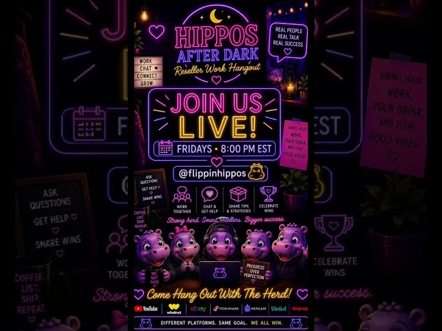 Join us live for a reseller work Hangout and chat! 8pm EST💜🦛 #resellerfriends