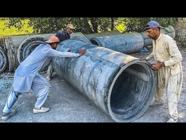 Inside Factory How They Build Huge Massive Pipe | Creative Cement Working Projects