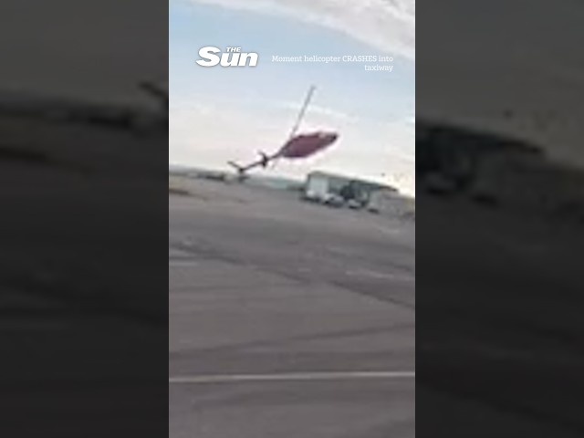 Moment helicopter CRASHES into taxiway