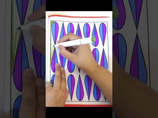 Vibrant Leaf Mosaic Coloring 💜💙 | Geometric Pattern | Relaxing Coloring #asmr #satisfying #relaxing