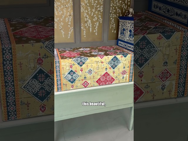 From old to this beautiful, colourful trunk😍✨ #furnituremakeover #diy #homedecor #trunks #diycraft