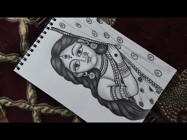 Maa Durga Drawing | Beautiful Maa Durga Pencil Sketch | Easy Goddess Durga Drawing