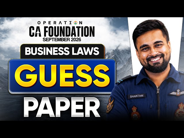 Business Laws Guess Paper | CA Foundation Sep'26 | CA Shantam Gupta