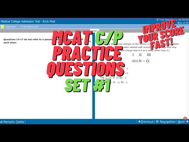 MCAT C/P DISCRETE PRACTICE QUESTIONS TIME ! LETS DO THIS !!!   (SCORE A 132 QUICKLY!) 😎😎😎