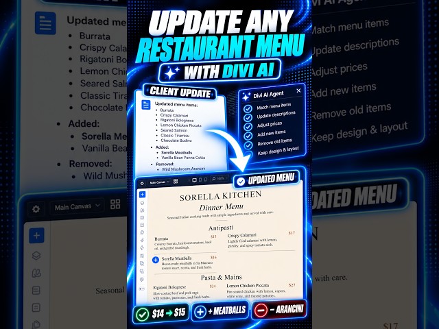 Update an Entire Restaurant Menu With One AI Prompt #Divi5 #WebDesign #HowTo