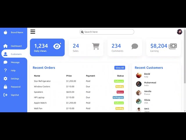 Admin-Dashboard using Angular