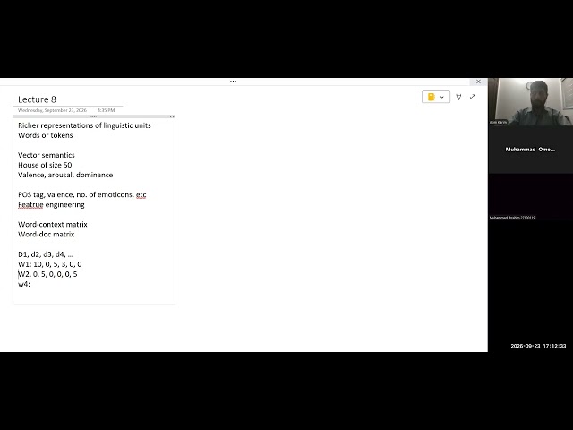 NLP - Lecture 8, Vector Semantics, Word2Vec
