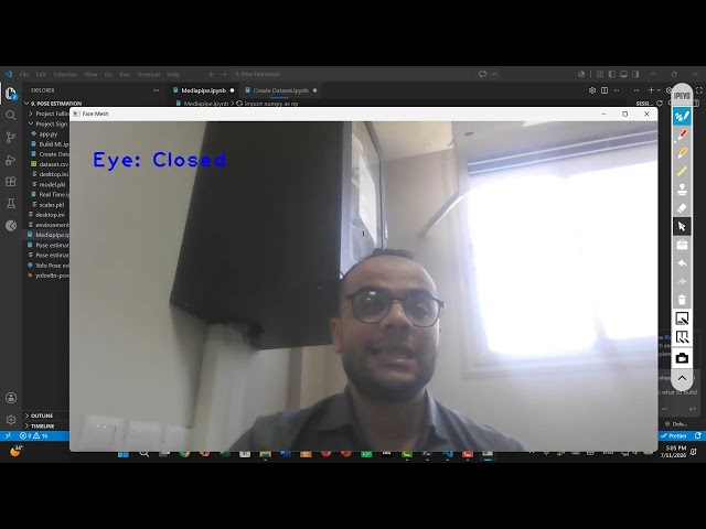 #35 Eye open or closed Project using Facemesh Mediapipe